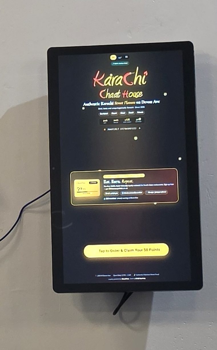 Karachi Chaat House — self-serve ordering kiosk