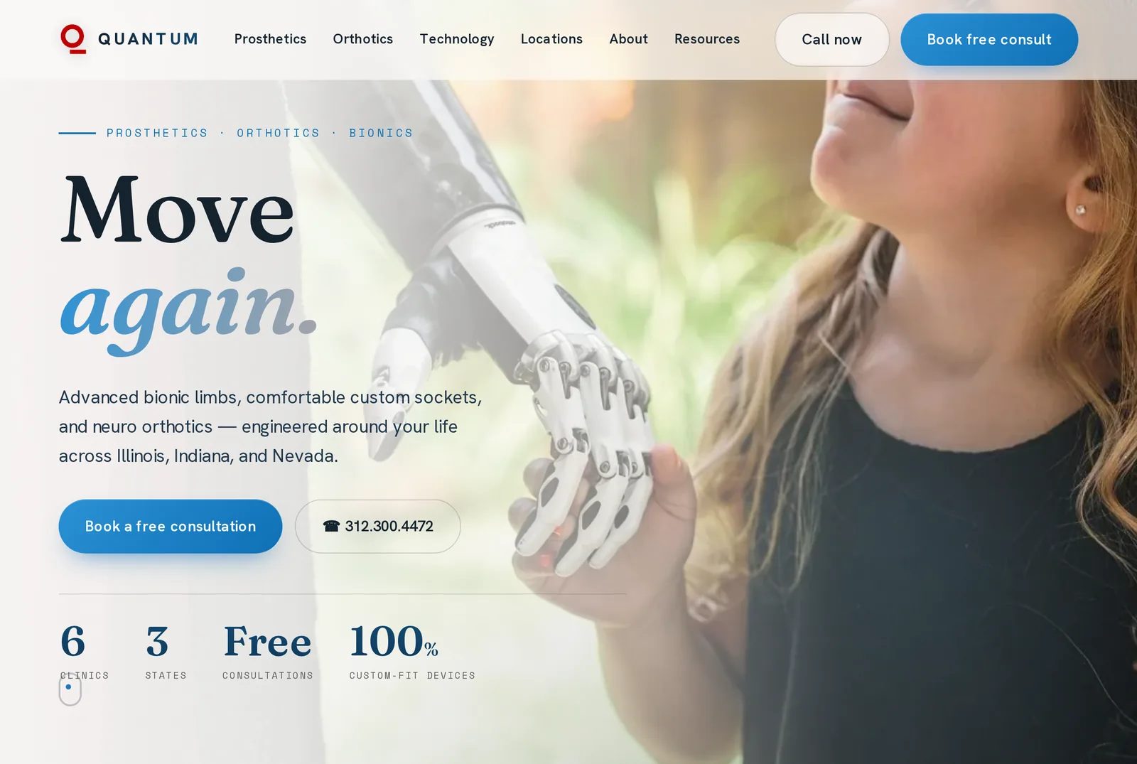 Quantum Prosthetics & Orthotics — live multi-location site